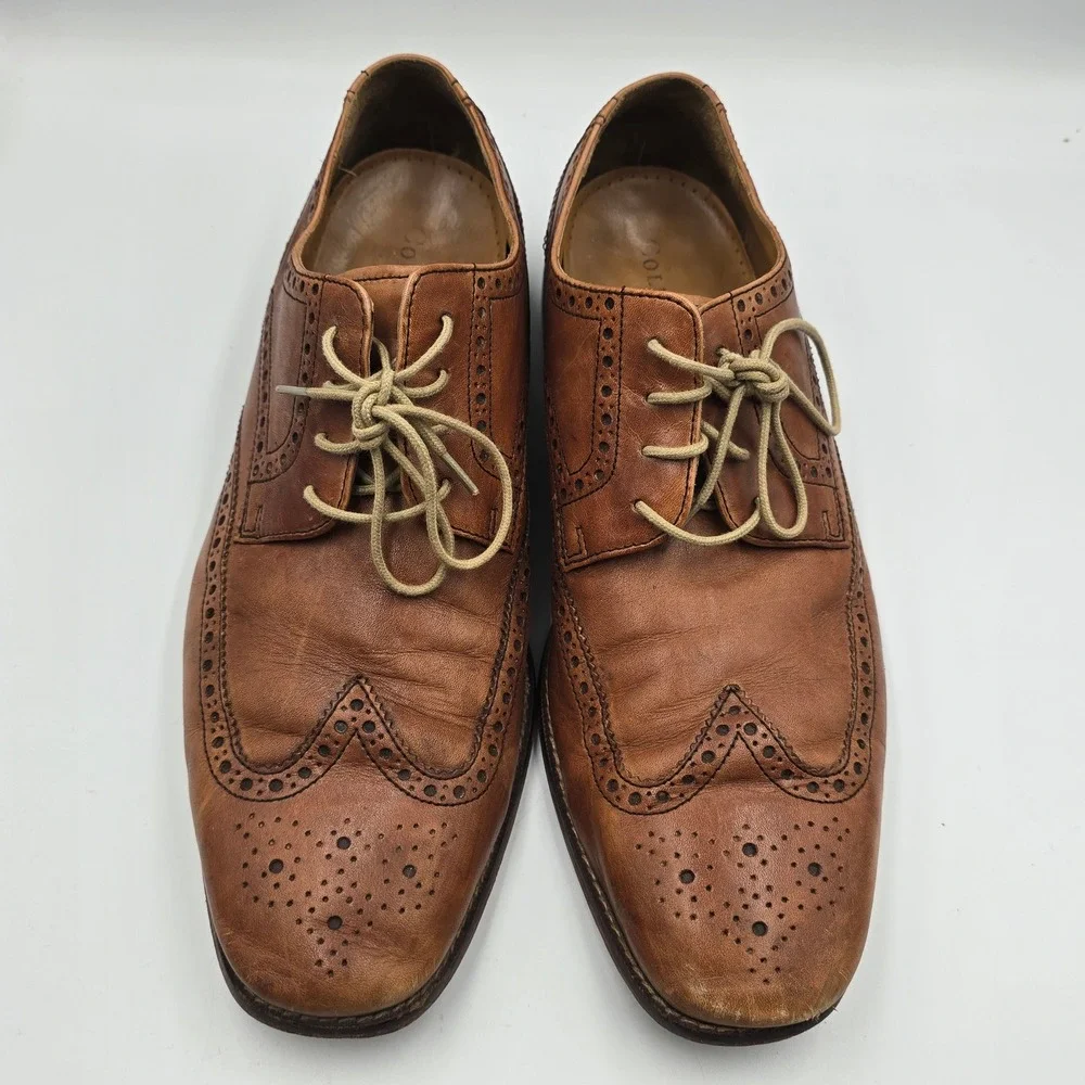 Cole Haan Mens Air Giraldo Wingtip Oxford Shoes Size 11 M  British Tan Leather